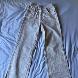 Zara Light Pink/White Wide-Legged Jeans - Size 4
